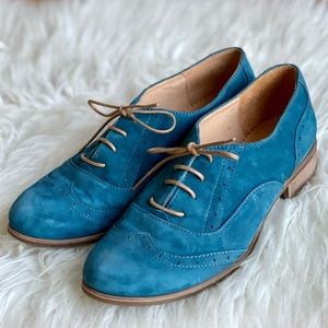 Julia Bo Blue Suede Oxford Shoes